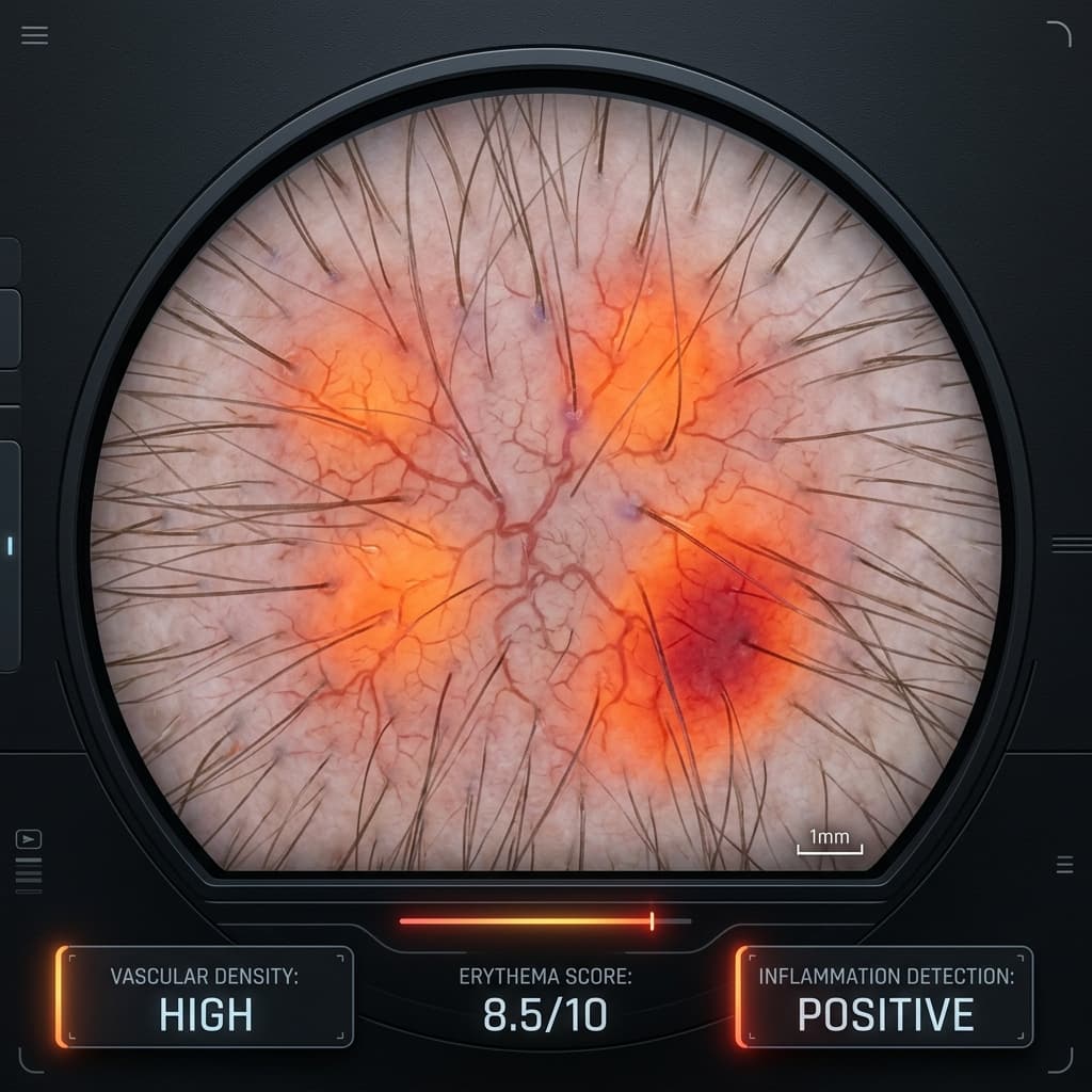 ScalpX micro-inflammation detection with erythema heat map overlay